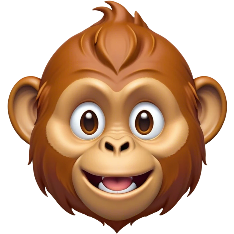 Cinematic Comical Orangutan Portrait Emoji, Head tilted dramatically with an exaggeratedly shocked expression, featuring a robust, animated face with wide, comically expressive eyes full of humorous disbelief, Simplified yet hilariously expressive features, highly detailed, glowing with a slightly sassy glow, high shine, dramatic yet playful, stylized with an air of quirky jungle attitude, soft glowing outline, capturing the essence of a meme-worthy orangutan that looks ready to side-eye its way into viral fame! emoji