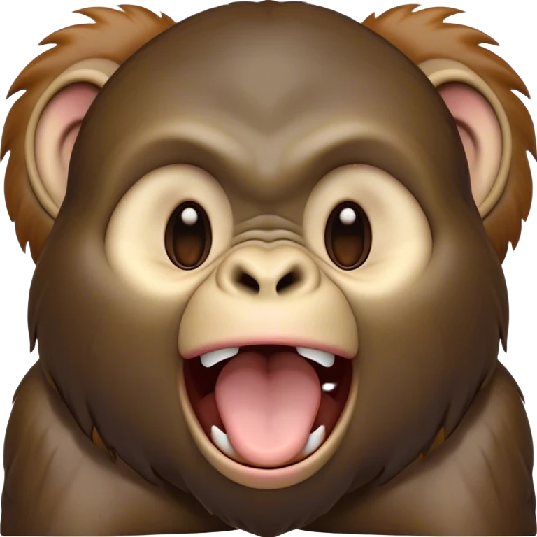 Cinematic Cute Yawning Gorilla Portrait Emoji, Head tilted slightly with a dramatic, wide-open yawn, showcasing a thick, velvety Fur with drowsy, half-closed eyes and a relaxed, open expression, Simplified yet irresistibly adorable features, highly detailed, glowing with a soft, cozy jungle glow, high shine, relaxed yet expressive, stylized with a dash of whimsical primate charm, soft glowing outline, capturing the essence of a drowsy yet affectionate guardian that appears ready to stretch out for a nap! emoji