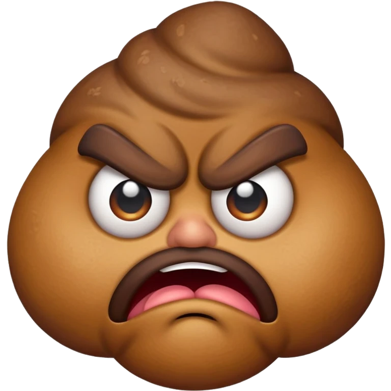 grumpy poop emoji with angry eyebrows emoji