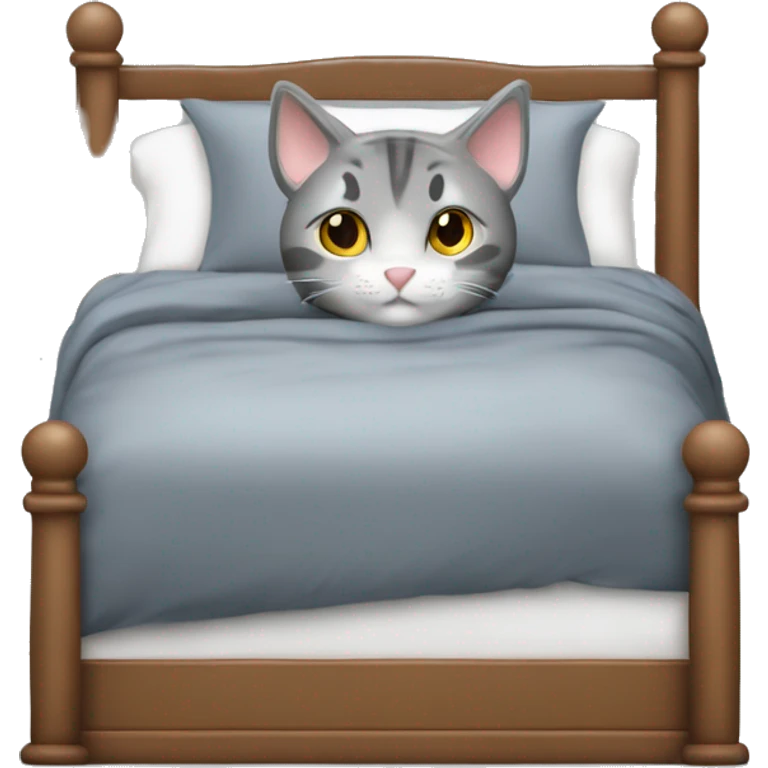 gemütliches Bett mit einer Katze drauf in Grau emoji