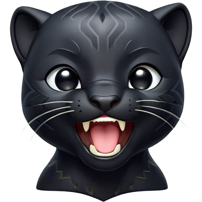 Cinematic Cute Yawning black Panther Portrait Emoji, Head tilted slightly with a dramatic, wide-open yawn, showcasing a sleek, shadowy form with drowsy, half-closed eyes and a relaxed, open expression, Simplified yet irresistibly adorable features, highly detailed, glowing with a soft, cozy dark glow, high shine, relaxed yet expressive, stylized with a dash of whimsical elegance, soft glowing outline, capturing the essence of a drowsy yet affectionate jungle guardian that appears ready to stretch out for a nap! emoji