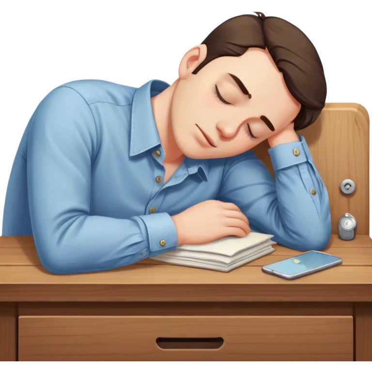 man sleeping on a desk emoji