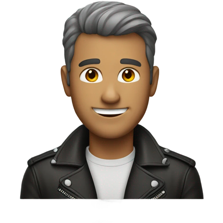 smiling guy in leather jacket emoji