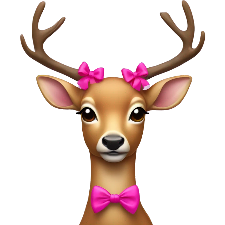 Deer with a hot pink bow on its head  emoji