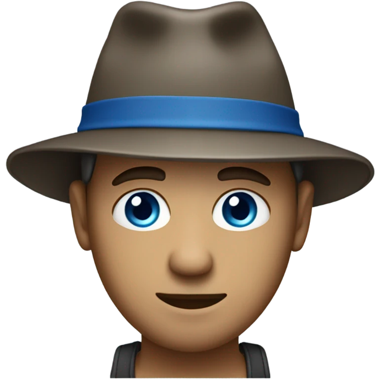 casual male portrait with hat blue eyes emoji