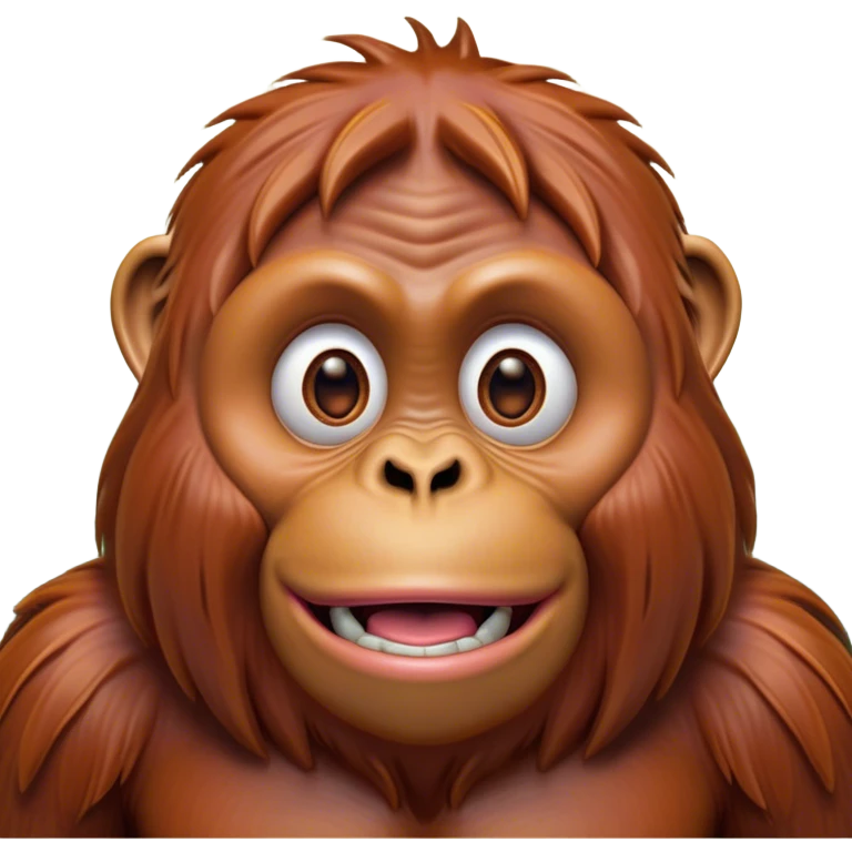 Cinematic Comical Orangutan Portrait Emoji, Head tilted dramatically with an exaggeratedly shocked expression, featuring a robust, animated face with wide, comically expressive eyes full of humorous disbelief, Simplified yet hilariously expressive features, highly detailed, glowing with a slightly sassy glow, high shine, dramatic yet playful, stylized with an air of quirky jungle attitude, soft glowing outline, capturing the essence of a meme-worthy orangutan that looks ready to side-eye its way into viral fame! emoji