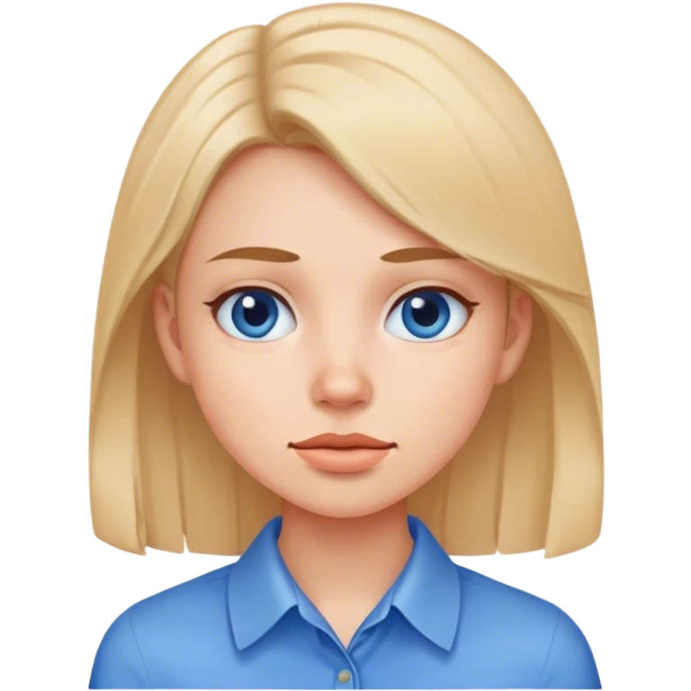 girl in blue collared shirt skinny face emoji