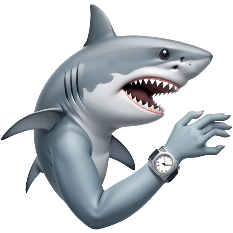 shark impatiently tapping wristwat emoji