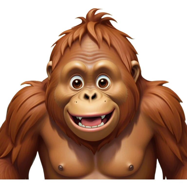Cinematic Comical Orangutan Portrait Emoji, Head tilted dramatically with an exaggeratedly shocked expression, featuring a robust, animated face with wide, comically expressive eyes full of humorous disbelief, Simplified yet hilariously expressive features, highly detailed, glowing with a slightly sassy glow, high shine, dramatic yet playful, stylized with an air of quirky jungle attitude, soft glowing outline, capturing the essence of a meme-worthy orangutan that looks ready to side-eye its way into viral fame! emoji
