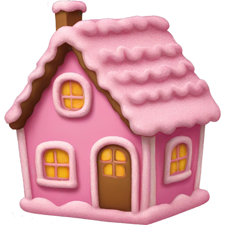 A pink gingerbread house emoji