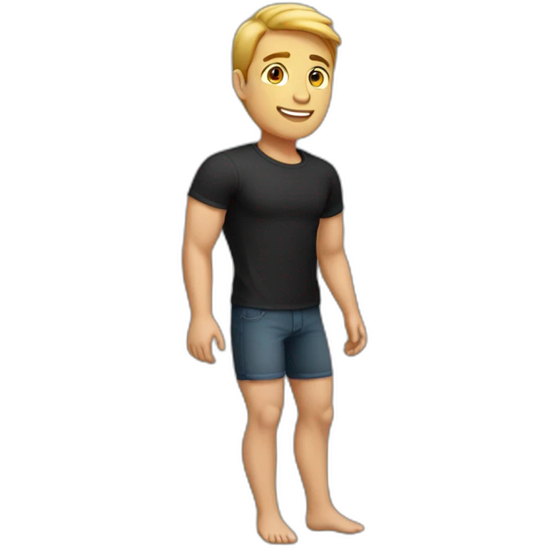 leg extension, male, black shirt emoji