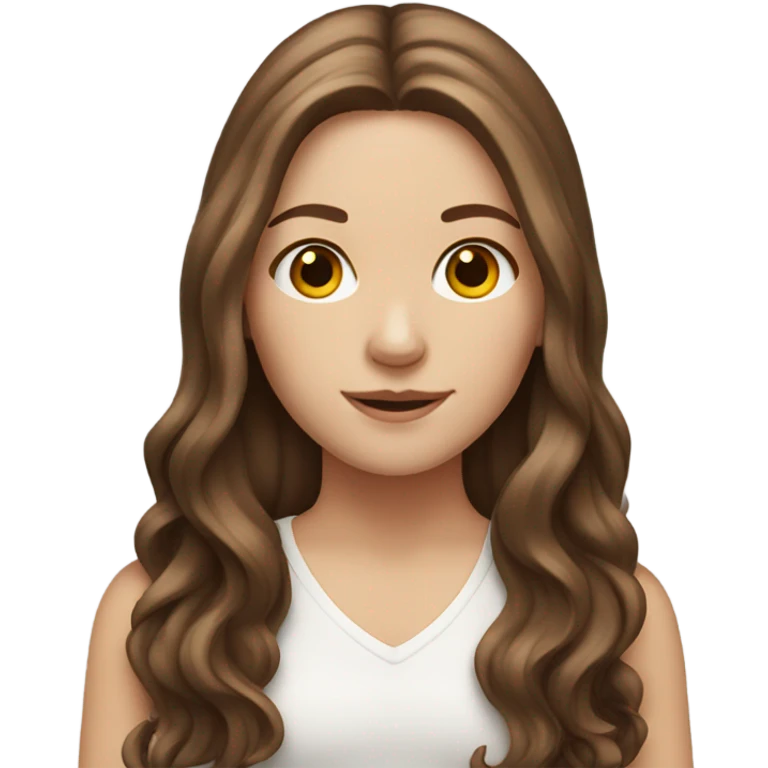 White girl with long brown hair emoji