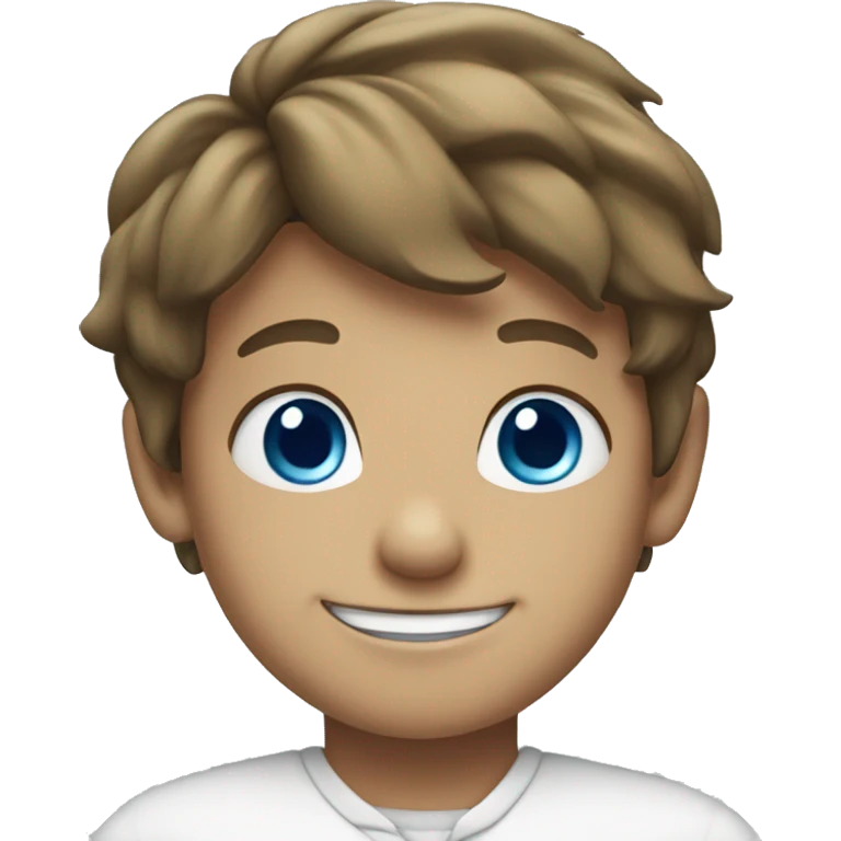 smiling boy in white shirt Blue Eyes emoji