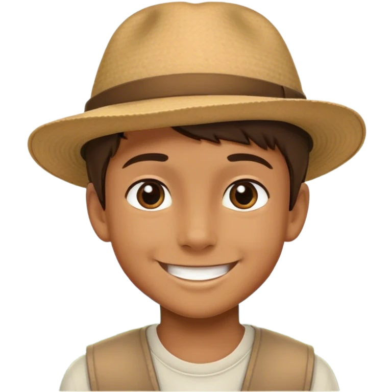 smiling boy in hat outdoors emoji