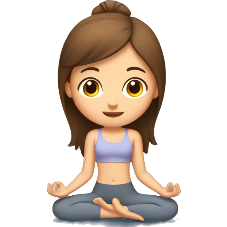 Girl doing yoga with brown hair  emoji