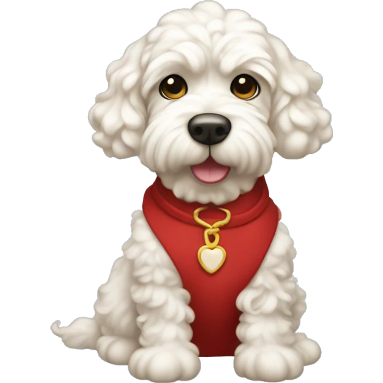 Girly red cockapoo in Snow White dress emoji