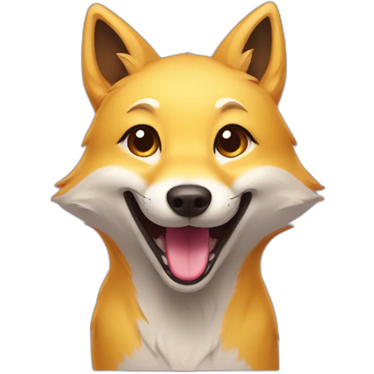 yellow fox dog hybrid smiling tongue out emoji