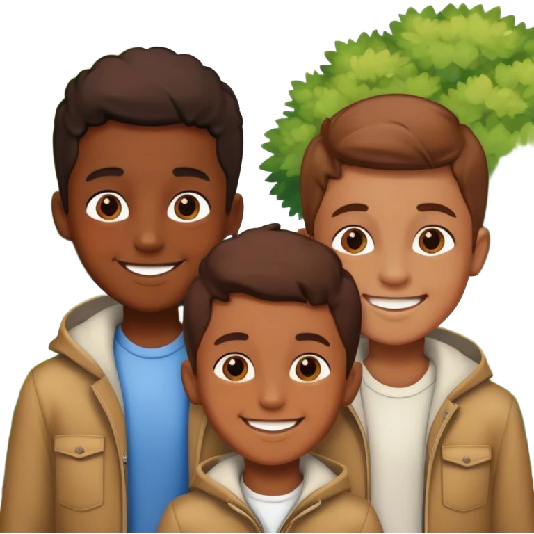 boys smiling outdoors together emoji