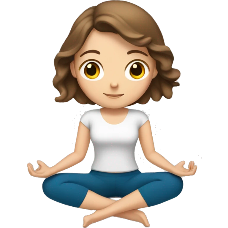 White girl brown hair doing yoga  emoji