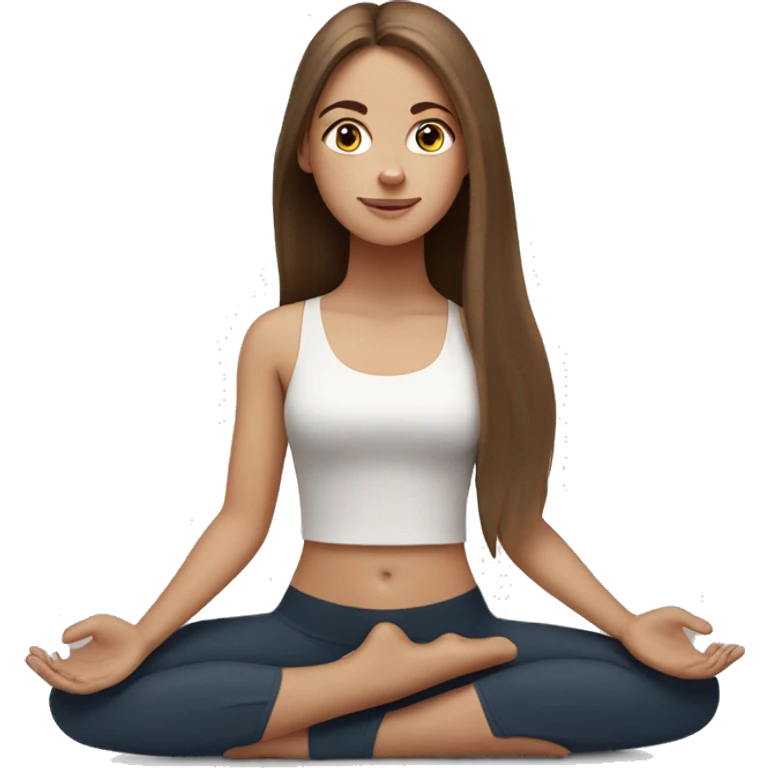 White girl long brown hair doing yoga  emoji