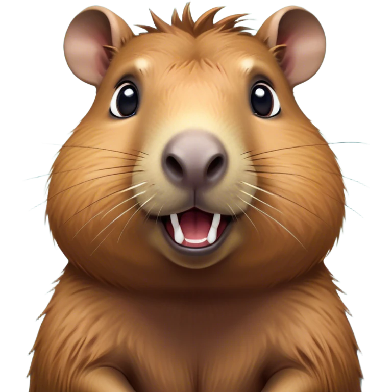 Cinematic Comical Capybara Portrait Emoji, Head tilted dramatically with an exaggeratedly shocked expression, featuring a robust, rotund build with wide, comically expressive eyes full of humorous disbelief, Simplified yet hilariously expressive features, highly detailed, glowing with a slightly sassy natural glow, high shine, dramatic yet playful, stylized with an air of quirky charm, soft glowing outline, capturing the essence of a meme-worthy capybara that looks ready to side-eye its way into viral fame! emoji