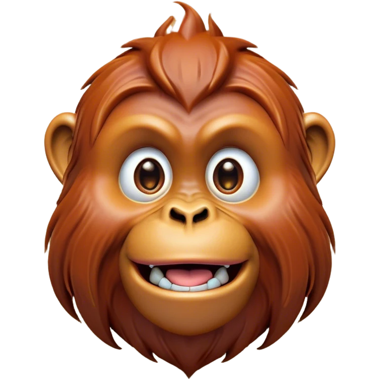 Cinematic Comical Orangutan Portrait Emoji, Head tilted dramatically with an exaggeratedly shocked expression, featuring a robust, animated face with wide, comically expressive eyes full of humorous disbelief, Simplified yet hilariously expressive features, highly detailed, glowing with a slightly sassy glow, high shine, dramatic yet playful, stylized with an air of quirky jungle attitude, soft glowing outline, capturing the essence of a meme-worthy orangutan that looks ready to side-eye its way into viral fame! emoji