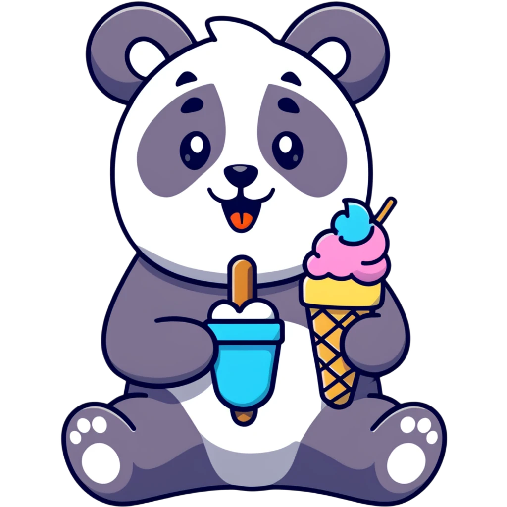 Panda eating ice cream emoji