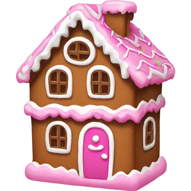 A pink gingerbread house emoji