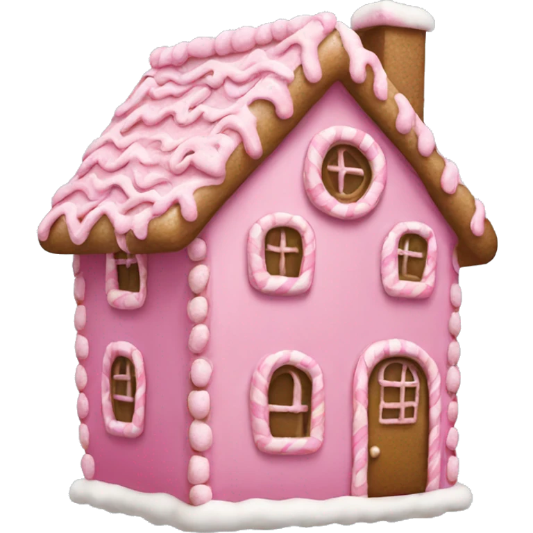 A pink gingerbread house emoji