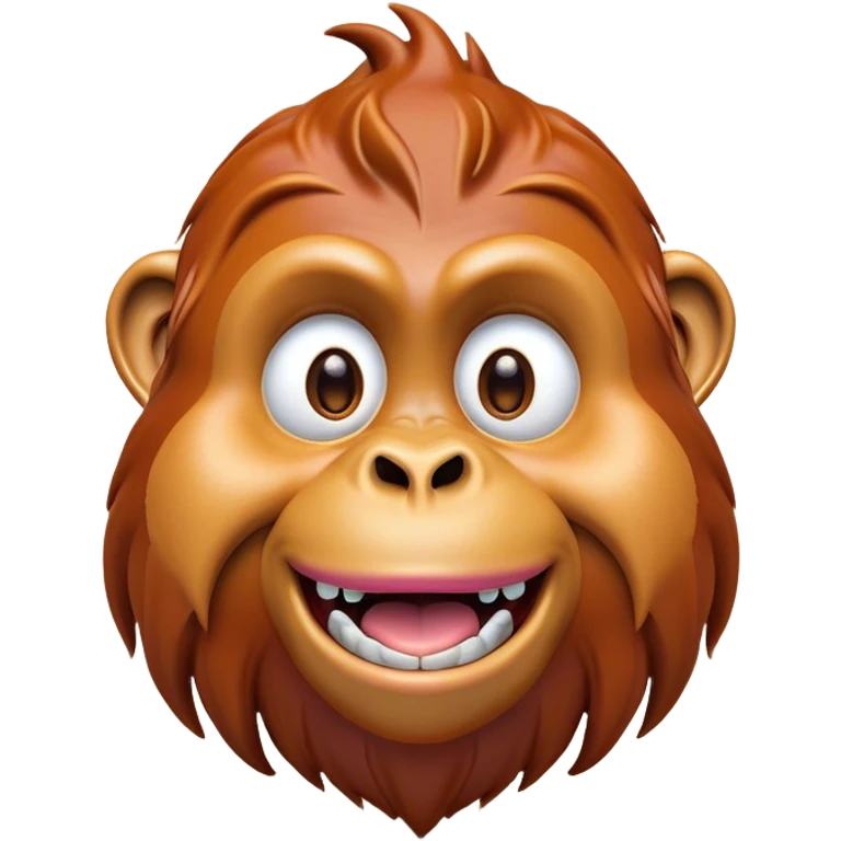 Cinematic Comical Orangutan Portrait Emoji, Head tilted dramatically with an exaggeratedly shocked expression, featuring a robust, animated face with wide, comically expressive eyes full of humorous disbelief, Simplified yet hilariously expressive features, highly detailed, glowing with a slightly sassy glow, high shine, dramatic yet playful, stylized with an air of quirky jungle attitude, soft glowing outline, capturing the essence of a meme-worthy orangutan that looks ready to side-eye its way into viral fame! emoji