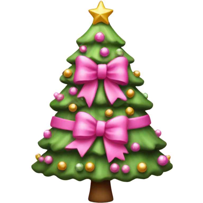 pink christmas tree with bows emoji