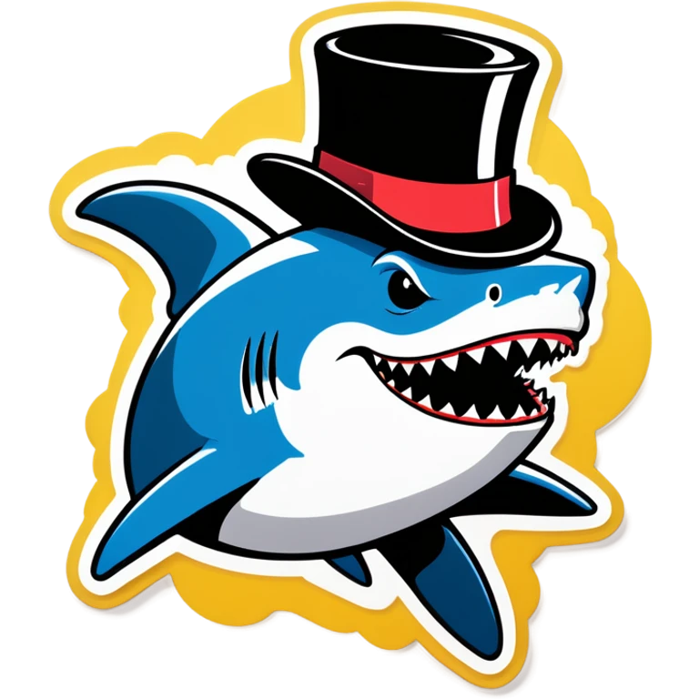 Shark with a top hat emoji