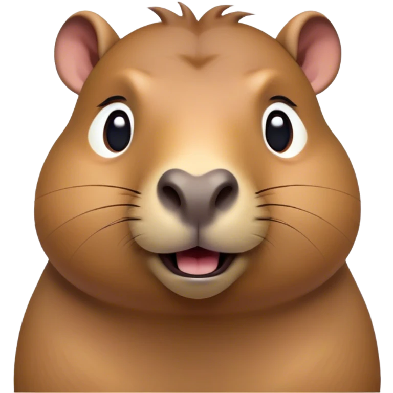 Cinematic Comical Capybara Portrait Emoji, Head tilted dramatically with an exaggeratedly shocked expression, featuring a robust, rotund build and a distinct capybara head with a broad snout and small ears, with wide, comically expressive eyes full of humorous disbelief, Simplified yet hilariously expressive features, highly detailed, glowing with a slightly sassy natural glow, high shine, dramatic yet playful, stylized with an air of quirky charm, soft glowing outline, capturing the essence of a meme-worthy capybara that looks ready to side-eye its way into viral fame! emoji