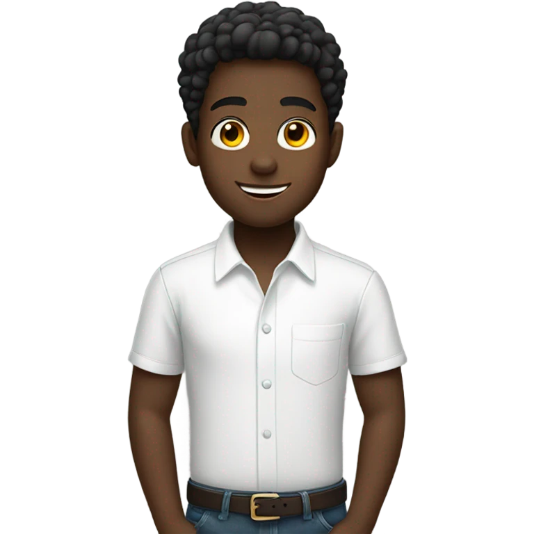 smiling black boy in white shirt emoji