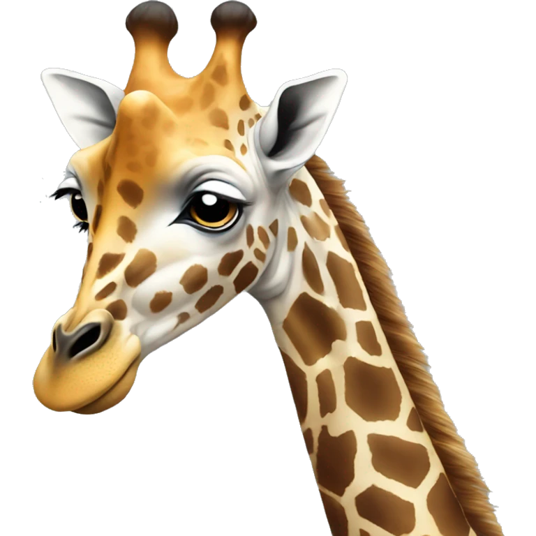 Thoughtful giraffe with hand on chin, deep in thought. emoji