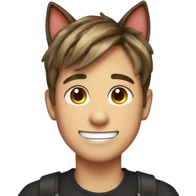 smiling boy with phone tongue out and cat ears emoji
