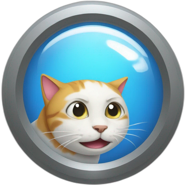 Un gato soriendo con un lente emoji