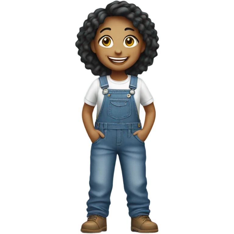 smiling girl in overalls emoji