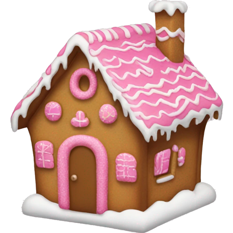 A pink gingerbread house emoji