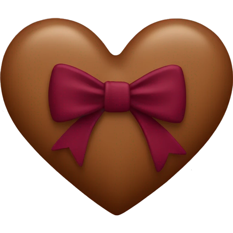 Brown heart with a burgundy bow emoji