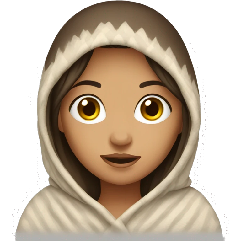 Brunette girl in blanket emoji