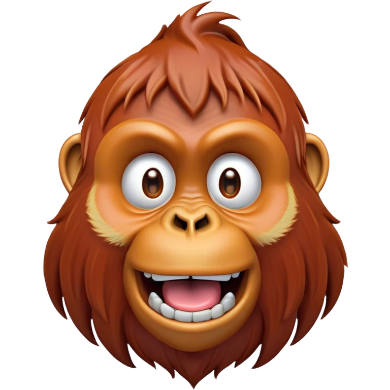 Cinematic Comical Orangutan Portrait Emoji, Head tilted dramatically with an exaggeratedly shocked expression, featuring a robust, animated face with wide, comically expressive eyes full of humorous disbelief, Simplified yet hilariously expressive features, highly detailed, glowing with a slightly sassy glow, high shine, dramatic yet playful, stylized with an air of quirky jungle attitude, soft glowing outline, capturing the essence of a meme-worthy orangutan that looks ready to side-eye its way into viral fame! emoji