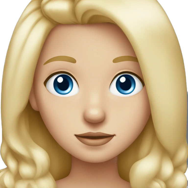Blonde girl blue eyes holding spitz  emoji