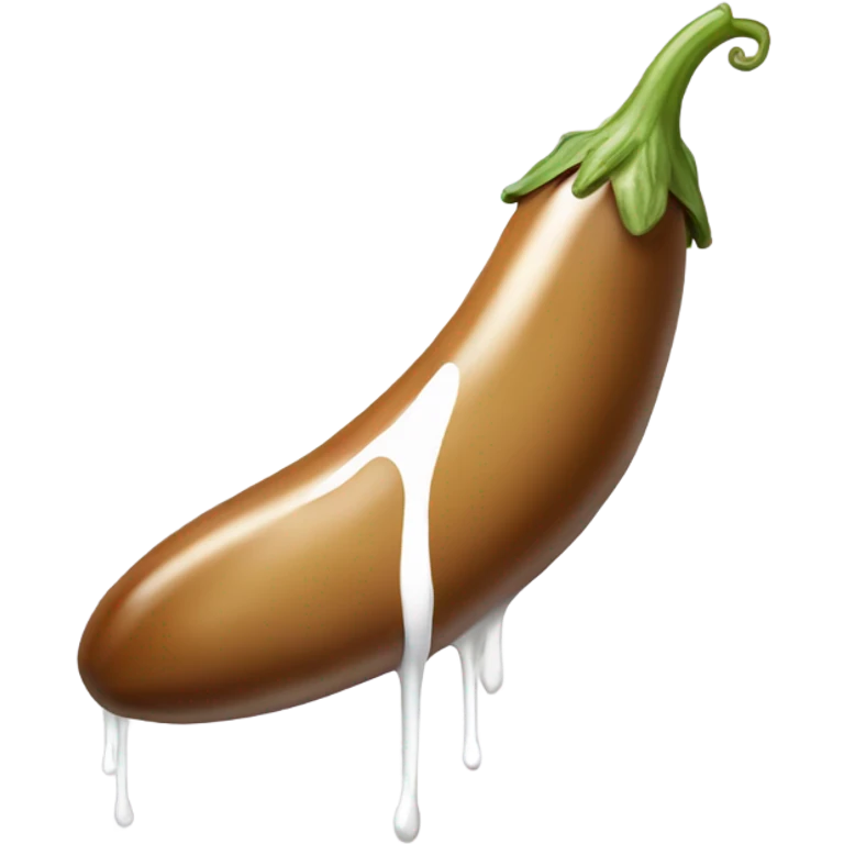 Long Tan colored eggplant with white paint dripping emoji