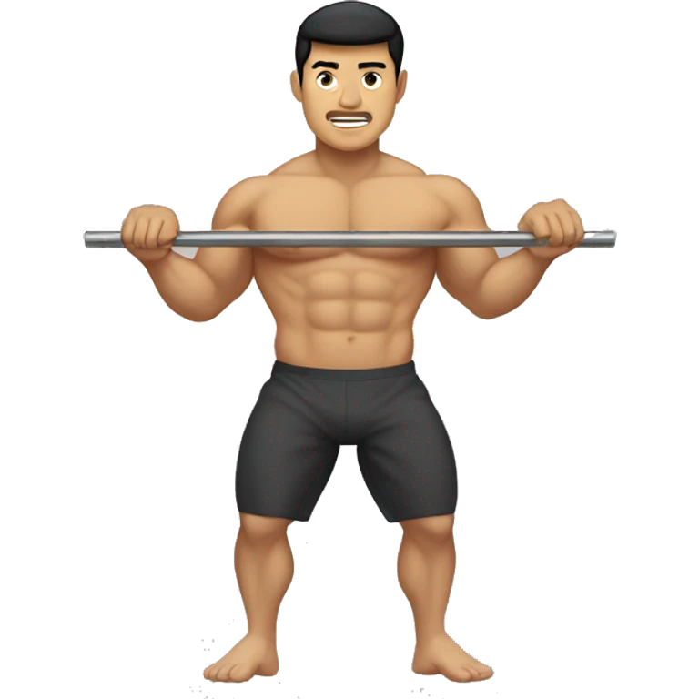 buff gym asian man full body including legs hanging from a bar emoji ...