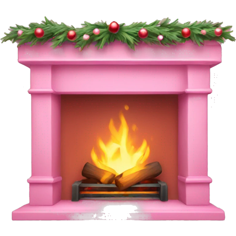Pink christmas fireplace emoji