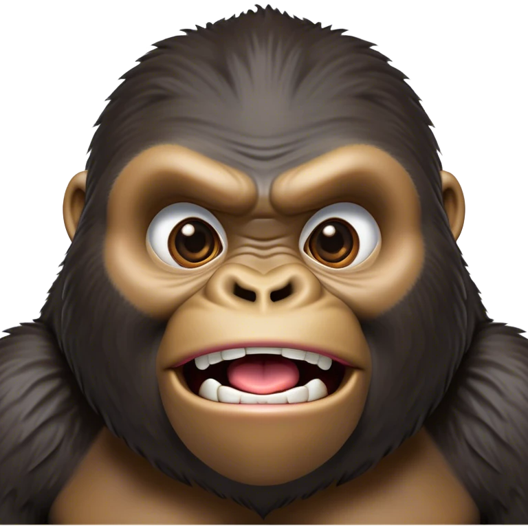 Cinematic Comical Gorilla Portrait Emoji, Head tilted dramatically with an exaggeratedly shocked expression, featuring a robust build with wide, comically expressive eyes full of humorous disbelief, Simplified yet hilariously expressive features, highly detailed, glowing with a slightly sassy jungle glow, high shine, dramatic yet playful, stylized with an air of quirky primate attitude, soft glowing outline, capturing the essence of a meme-worthy gorilla that appears ready to side-eye its way into viral fame! emoji