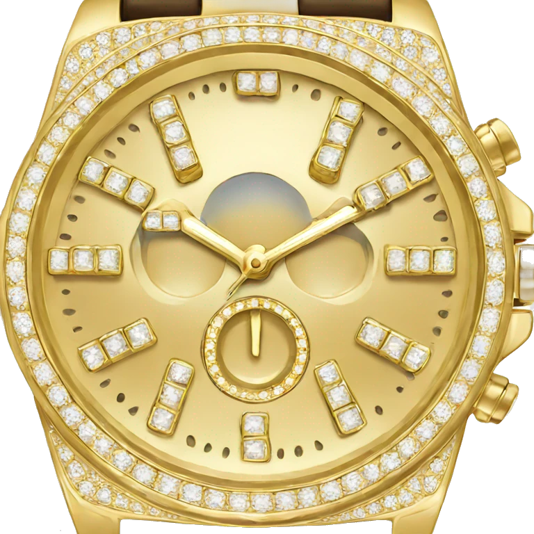 Gold watch with diamonds emoji