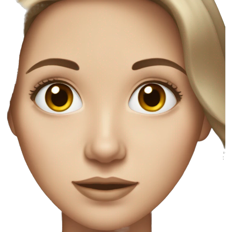 White girl with long brown hair makeup emoji