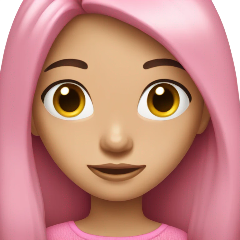 beautiful girl long dark hair pink top emoji